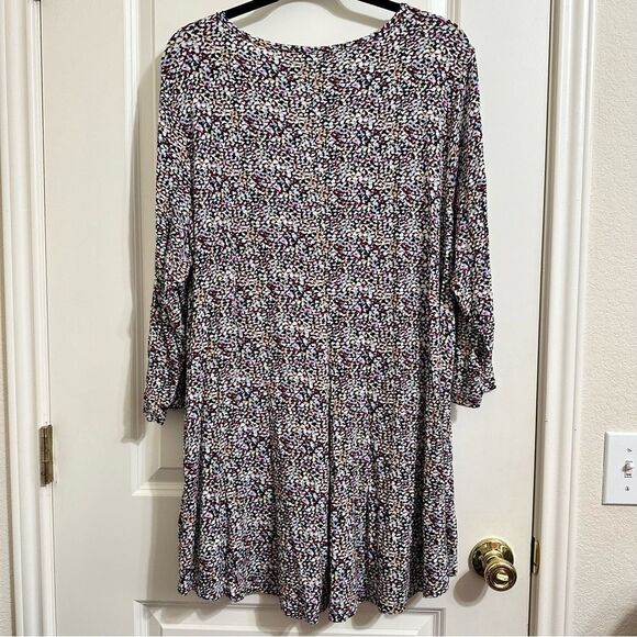 PHILOSOPHY ARTSY ART TO WEAR MULTI COLOR HIGH LOW HALF SLEEVE STRETCH TUNIC TOP - Picture 6 of 9